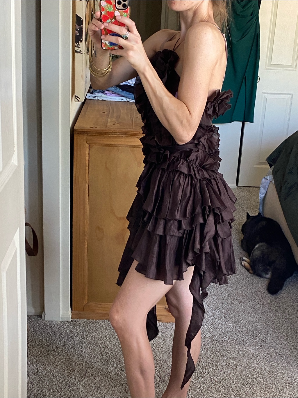 Nwt Urban Revivo Ruffle Asymmetrical Mini Dress W/ Keyhole And Lots Of Layers — image 7 of 8
